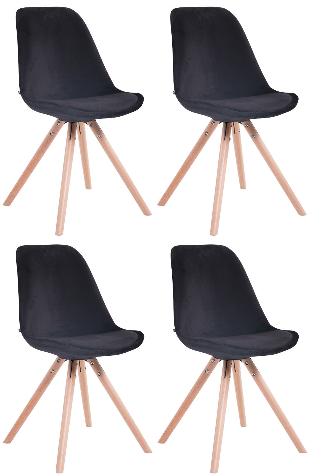 4er Set Stühle Toulouse Samt Rund - homemem39
