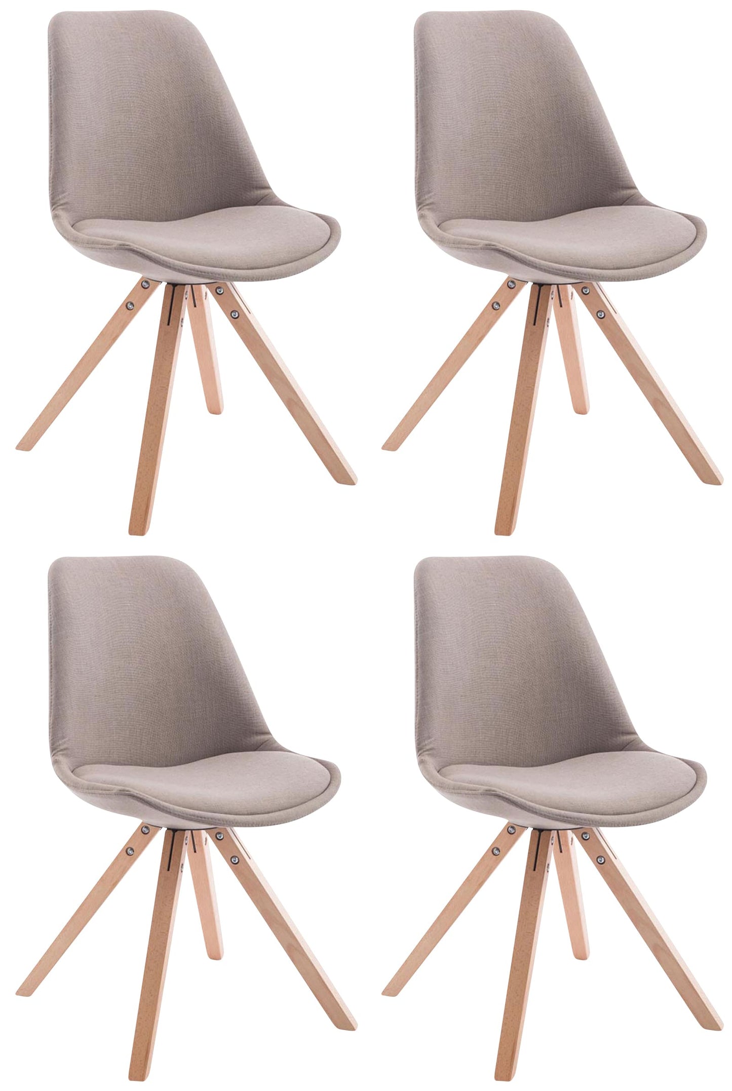 4er Set Besucherstühle Toulouse Stoff Square - homemem39