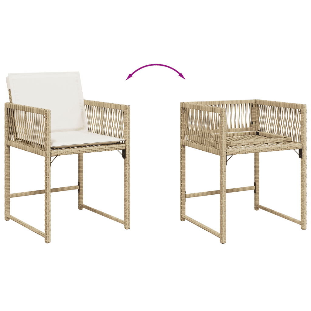 Set da Pranzo da Giardino 11 pz con Cuscini Beige in Polyrattan