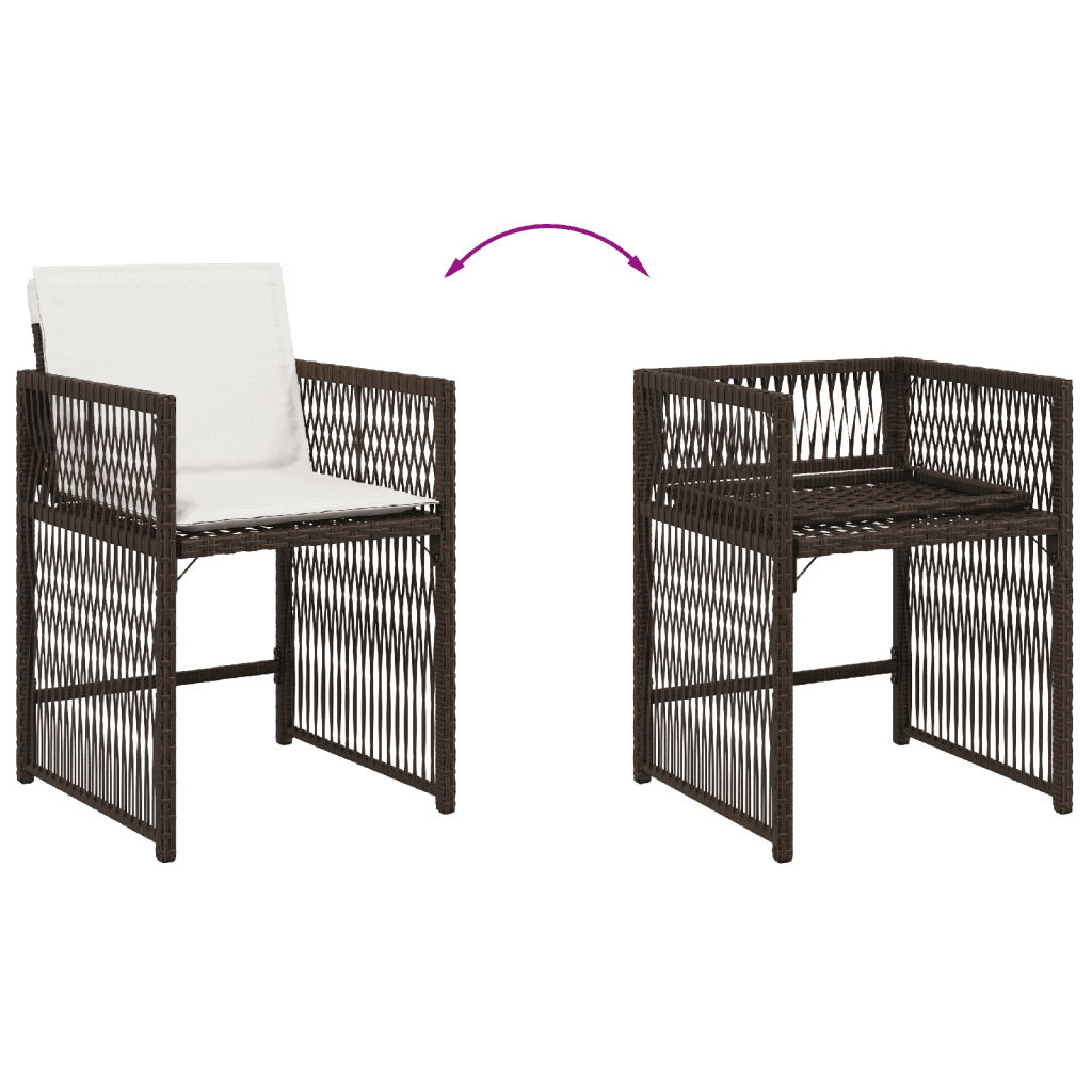 Set da Pranzo da Giardino 13pz con Cuscini Marrone Polyrattan