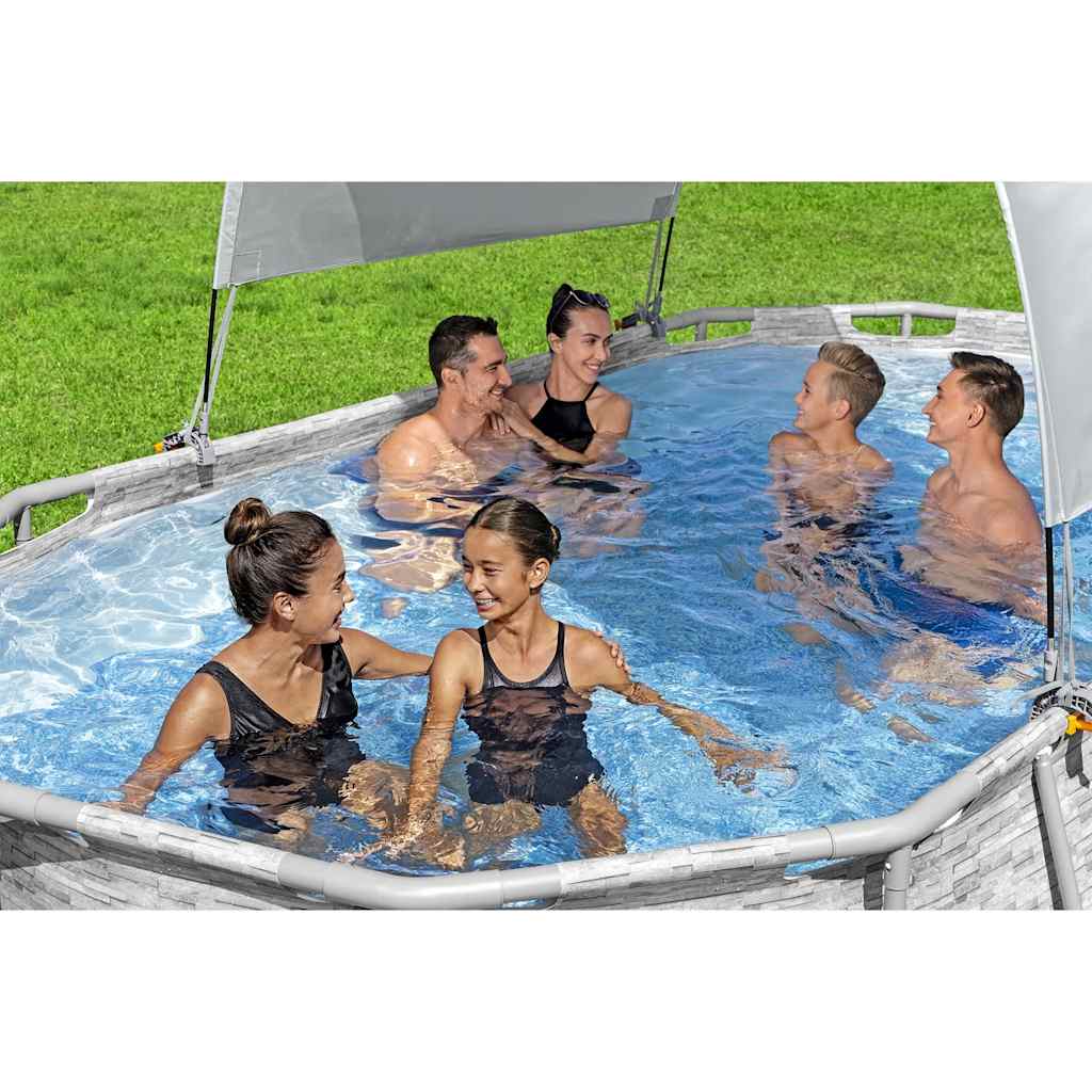 Tettoia per Piscina Fuori Terra Bianco - homemem39