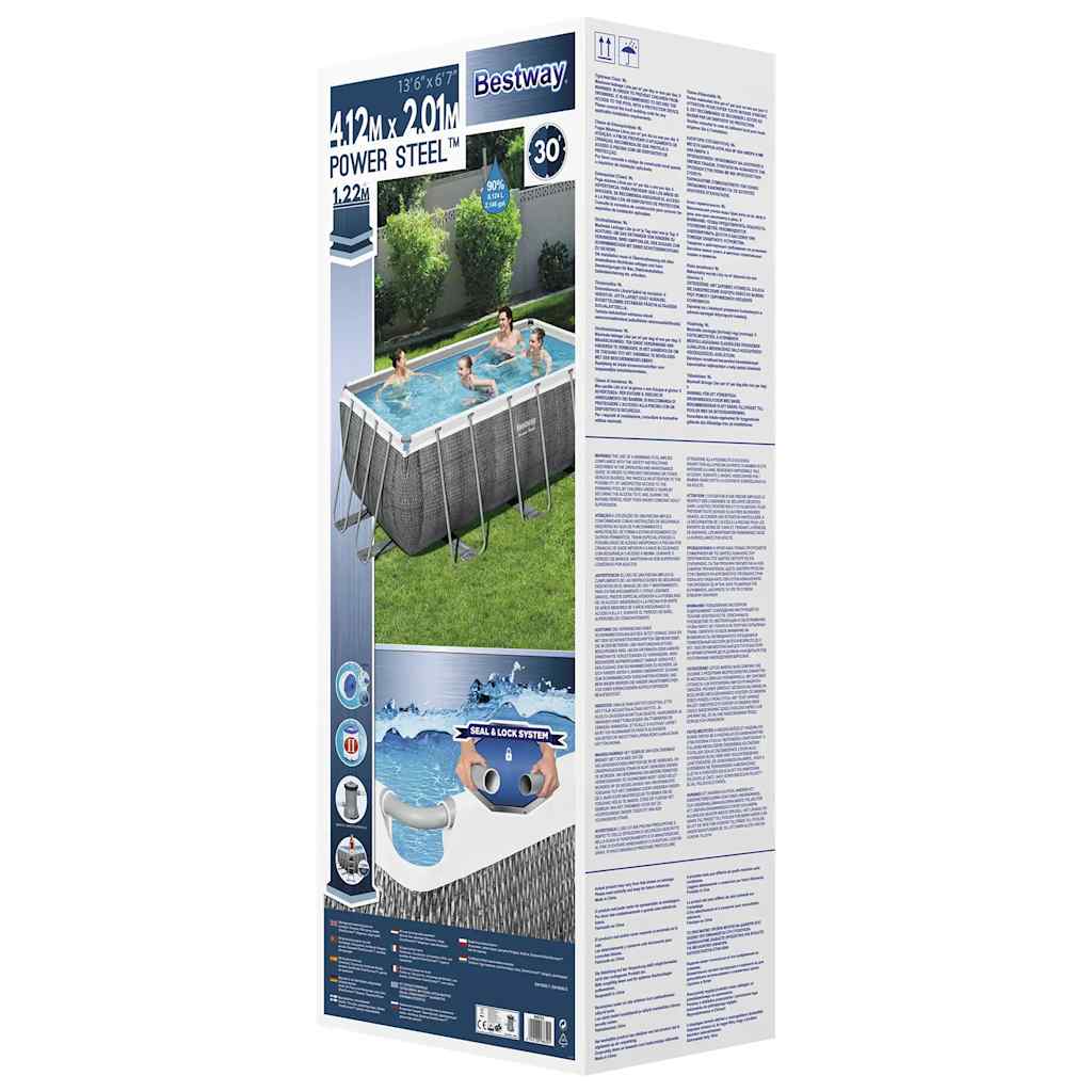 Set Piscina Power Steel Rettangolare 412x201x122 cm | homemem39