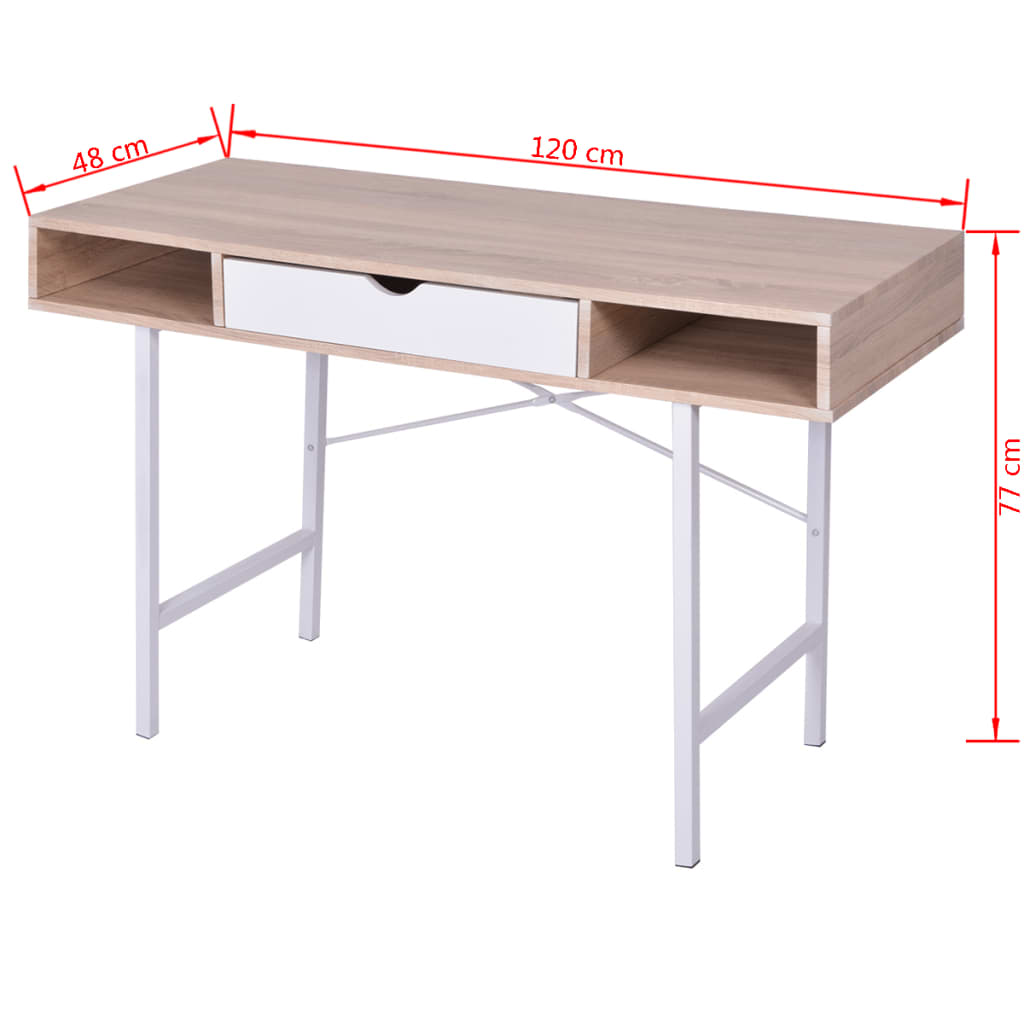 Scrivania con 1 Cassetto Rovere e Bianco - homemem39