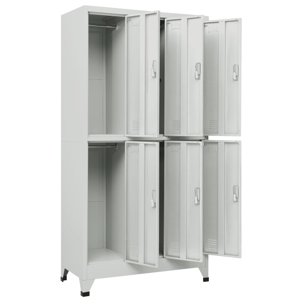 Armadietto a Chiave con 6 Scomparti in Acciaio 90x45x180 cm - homemem39