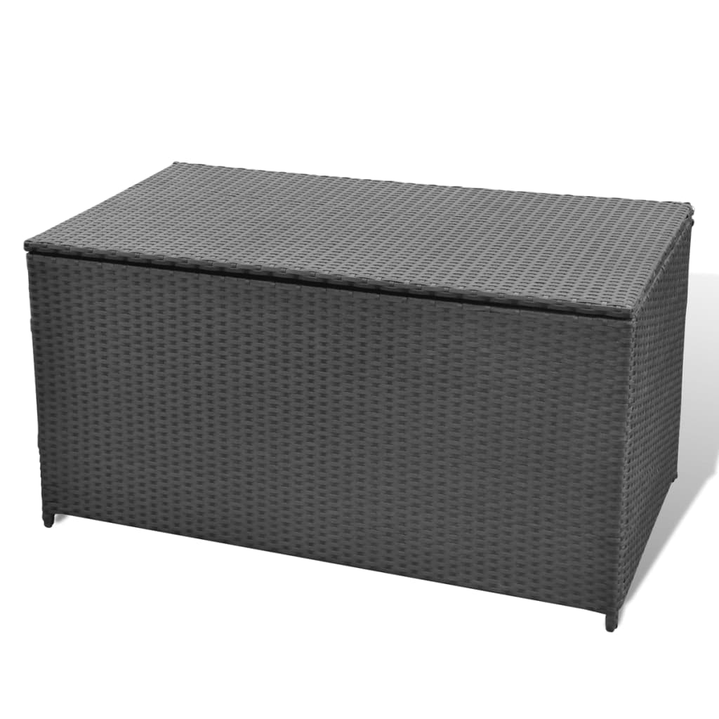 Baule da Giardino Nero 120x50x60 cm in Polyrattan - homemem39