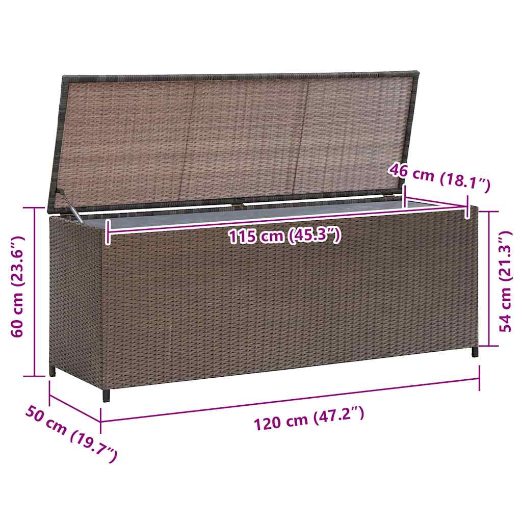 Baule da Giardino Marrone 120x50x60 cm in Polyrattan - homemem39