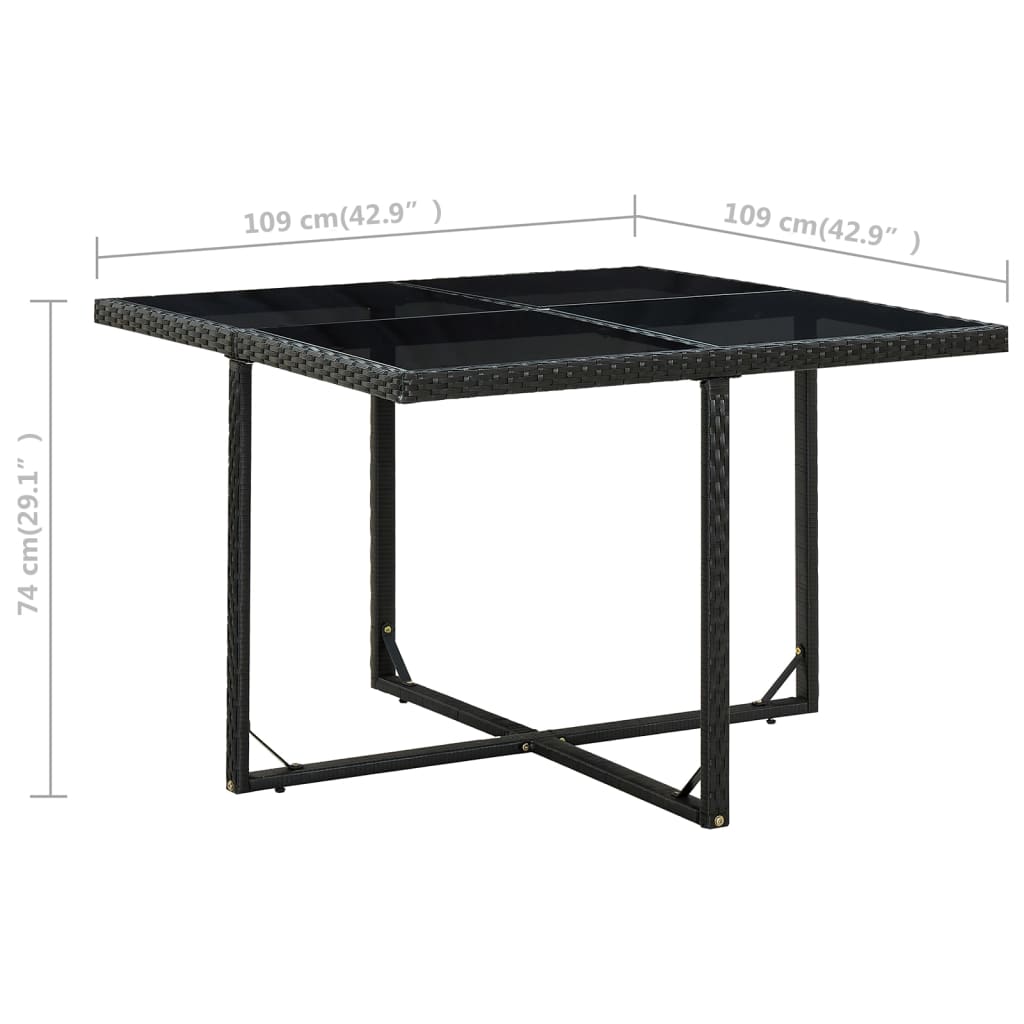 Set da Pranzo da Giardino 9 pz con Cuscini in Polyrattan Nero | homemem39