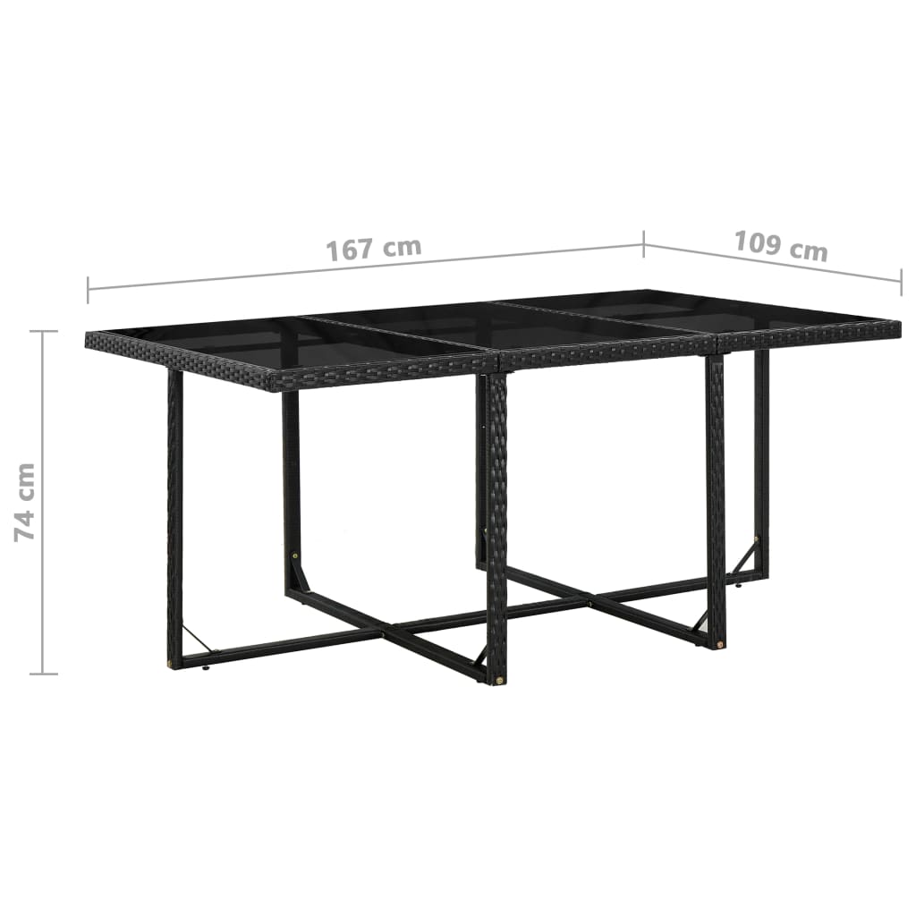 Set da Pranzo da Giardino 11 pz con Cuscini in Polyrattan Nero | homemem39