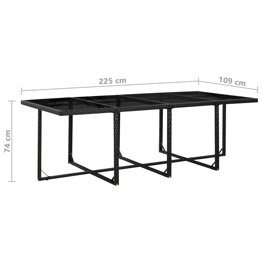 Set da Pranzo da Giardino 13 pz con Cuscini in Polyrattan Nero | homemem39