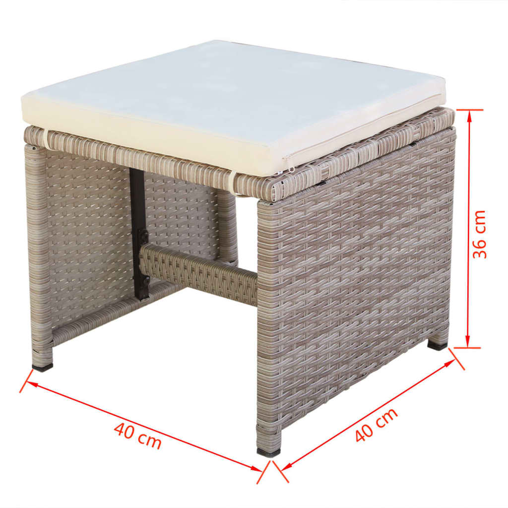 Set da Pranzo da Giardino 9 pz con Cuscini in Polyrattan Beige | homemem39