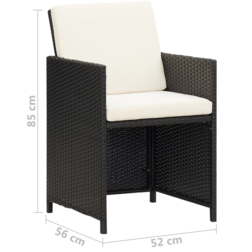 Sedie da Giardino 2 pz con Cuscini in Polyrattan Nere - homemem39