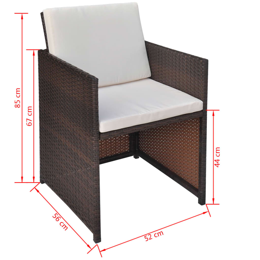 Sedie da Giardino 2 pz con Cuscini in Polyrattan Marrone | homemem39