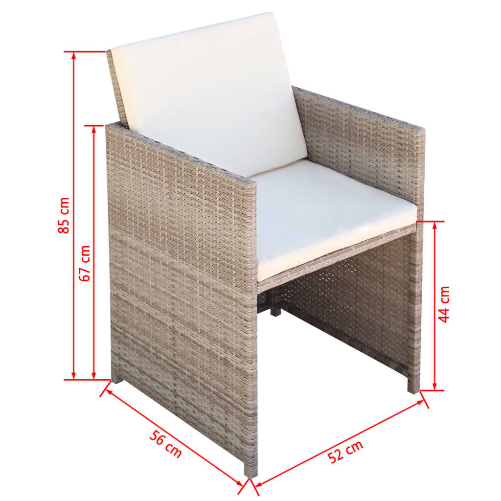 Sedie da Giardino 2 pz con Cuscini in Polyrattan Beige | homemem39
