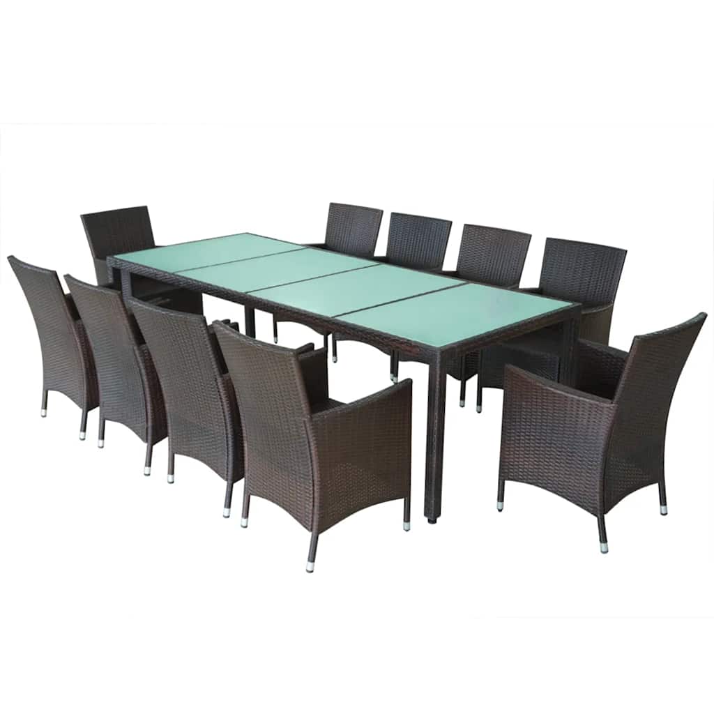 Set da Pranzo da Giardino 11 pz con Cuscini in Polyrattan