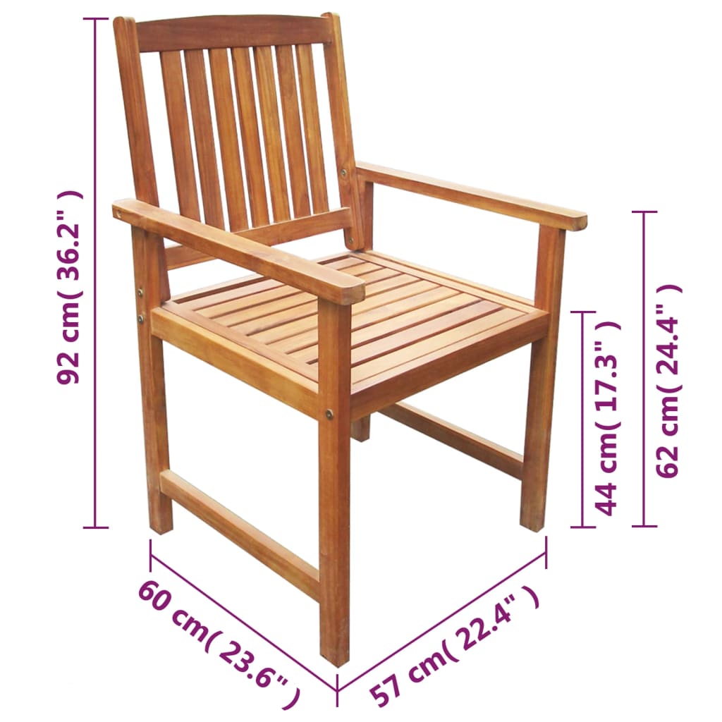 Sedie da Giardino 2 pz in Legno Massello d'Acacia Marrone - homemem39