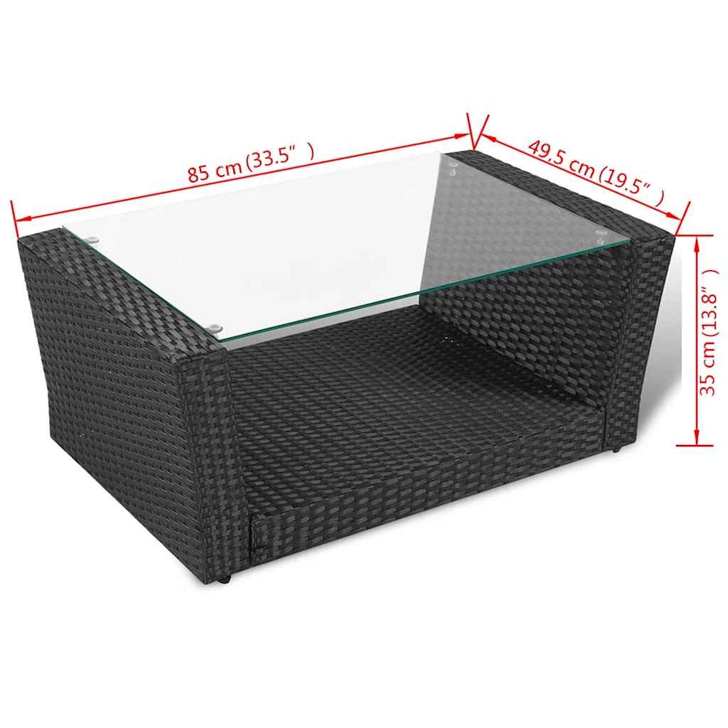 Set Divani da Giardino 4 pz con Cuscini in Polyrattan Nero | homemem39