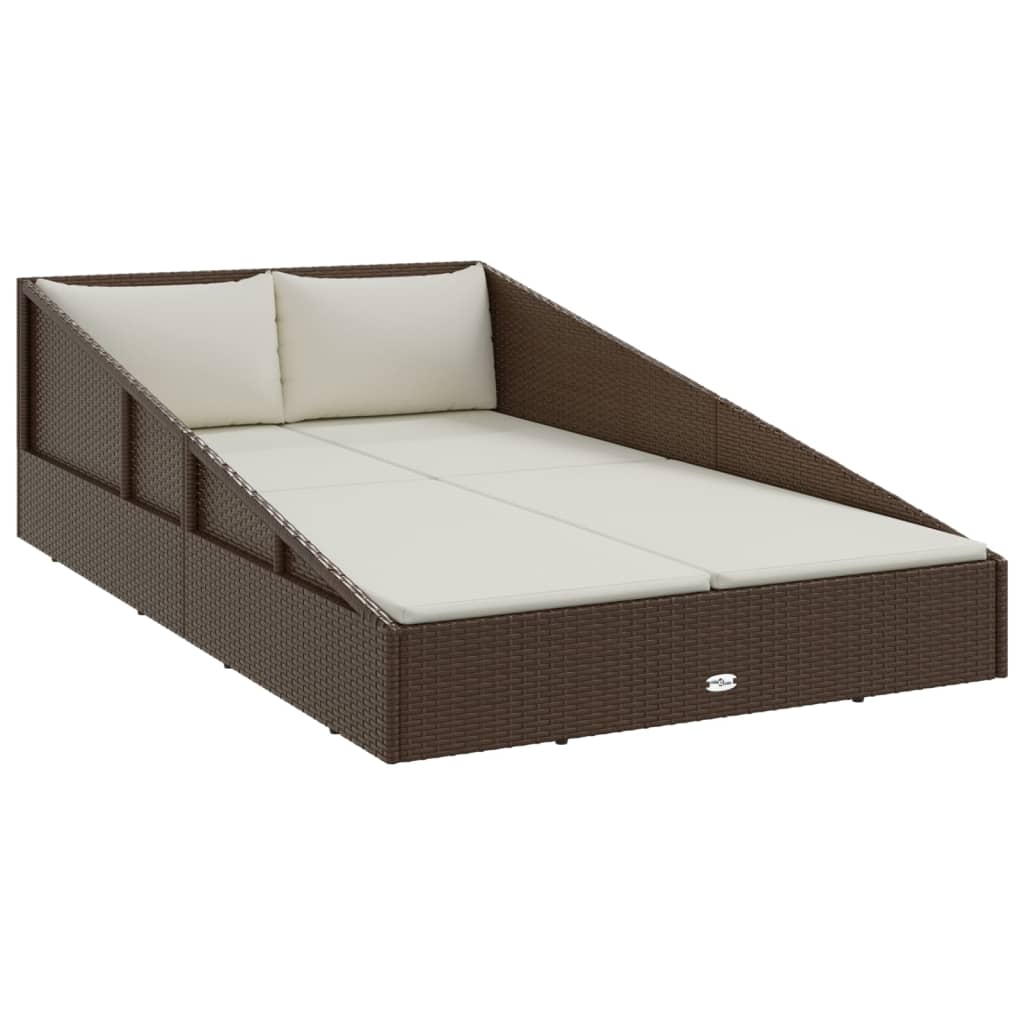 Lettino Prendisole Marrone 201x139 cm in Polyrattan - homemem39