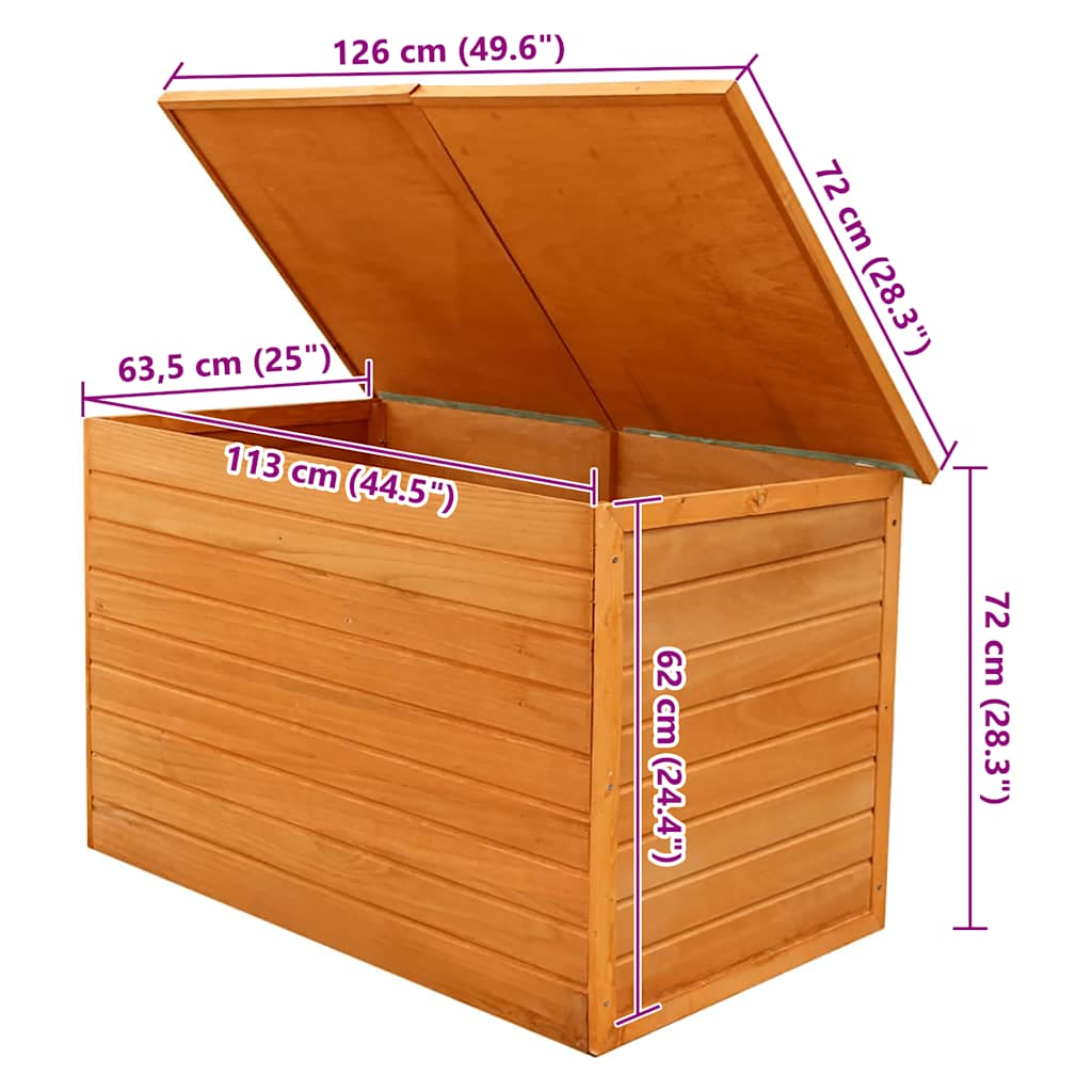 Baule da Giardino 126x72x72 cm in Legno - homemem39