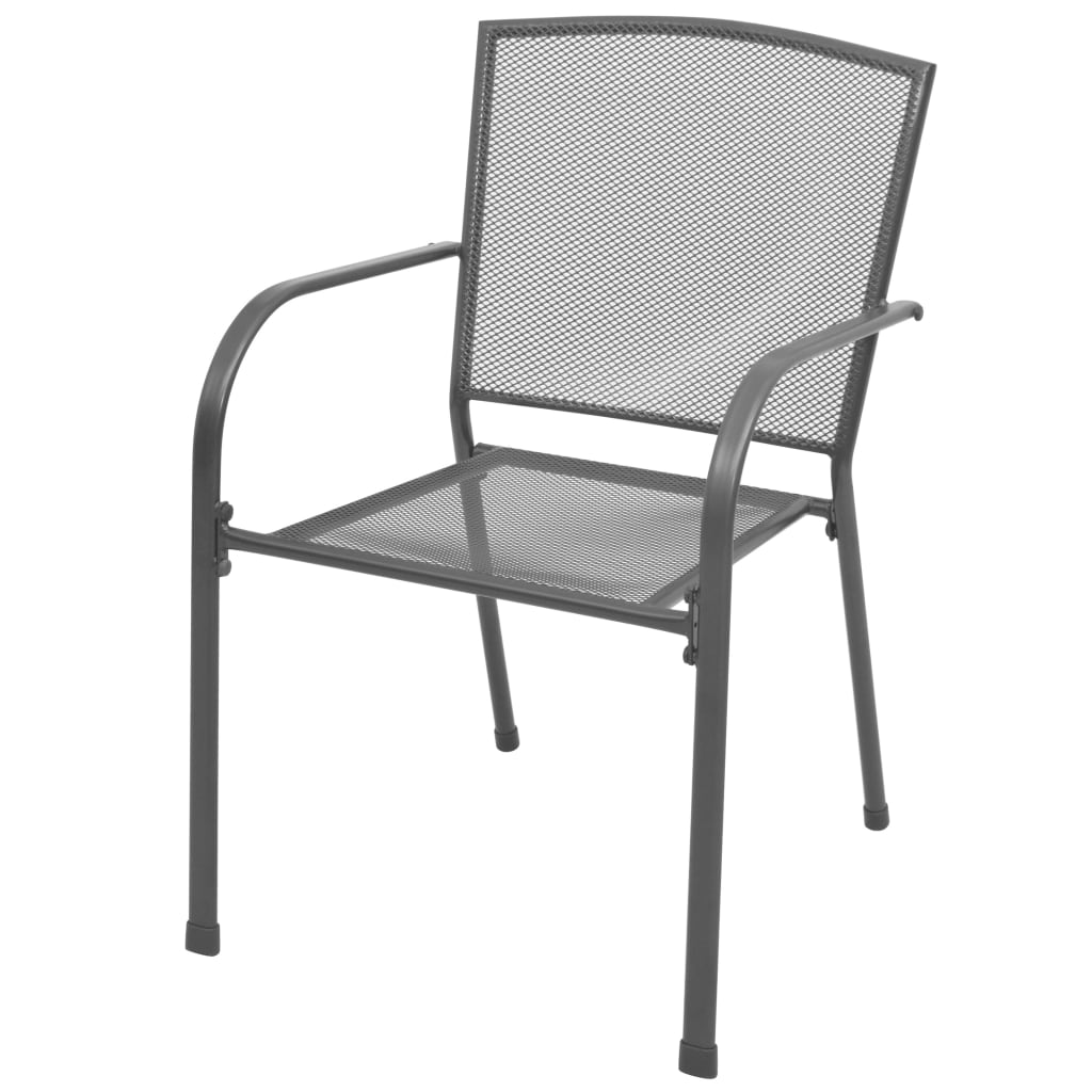 Sedie da Giardino Impilabili 2 pz in Acciaio Grigio - homemem39