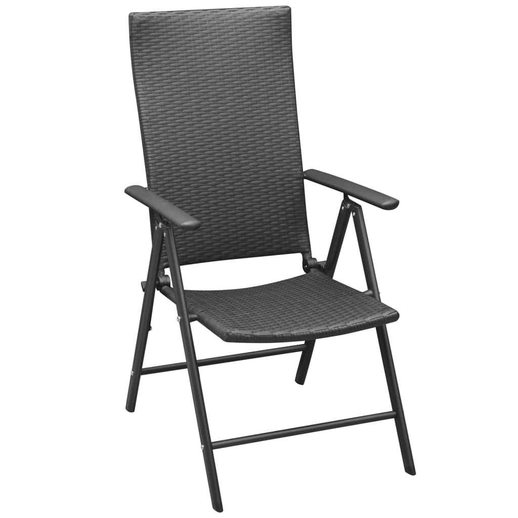 Sedie da Giardino Impilabili 2 pz in Polyrattan Nere - homemem39