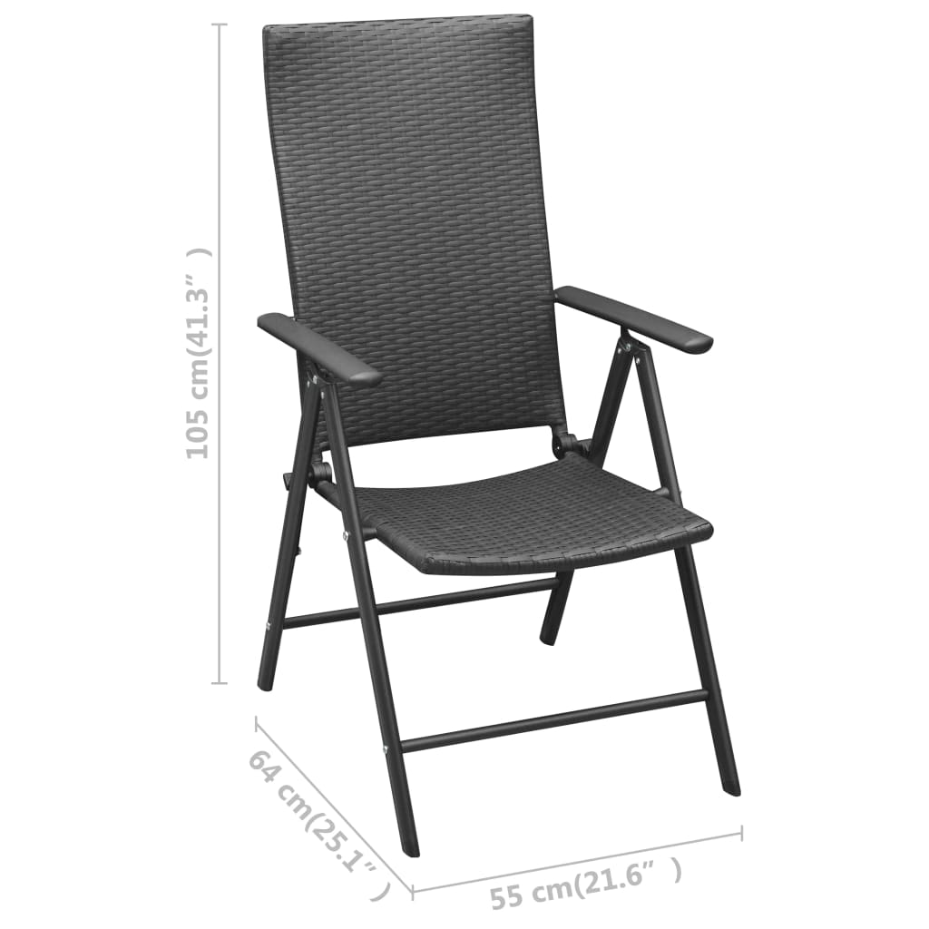 Sedie da Giardino Impilabili 2 pz in Polyrattan Nere - homemem39