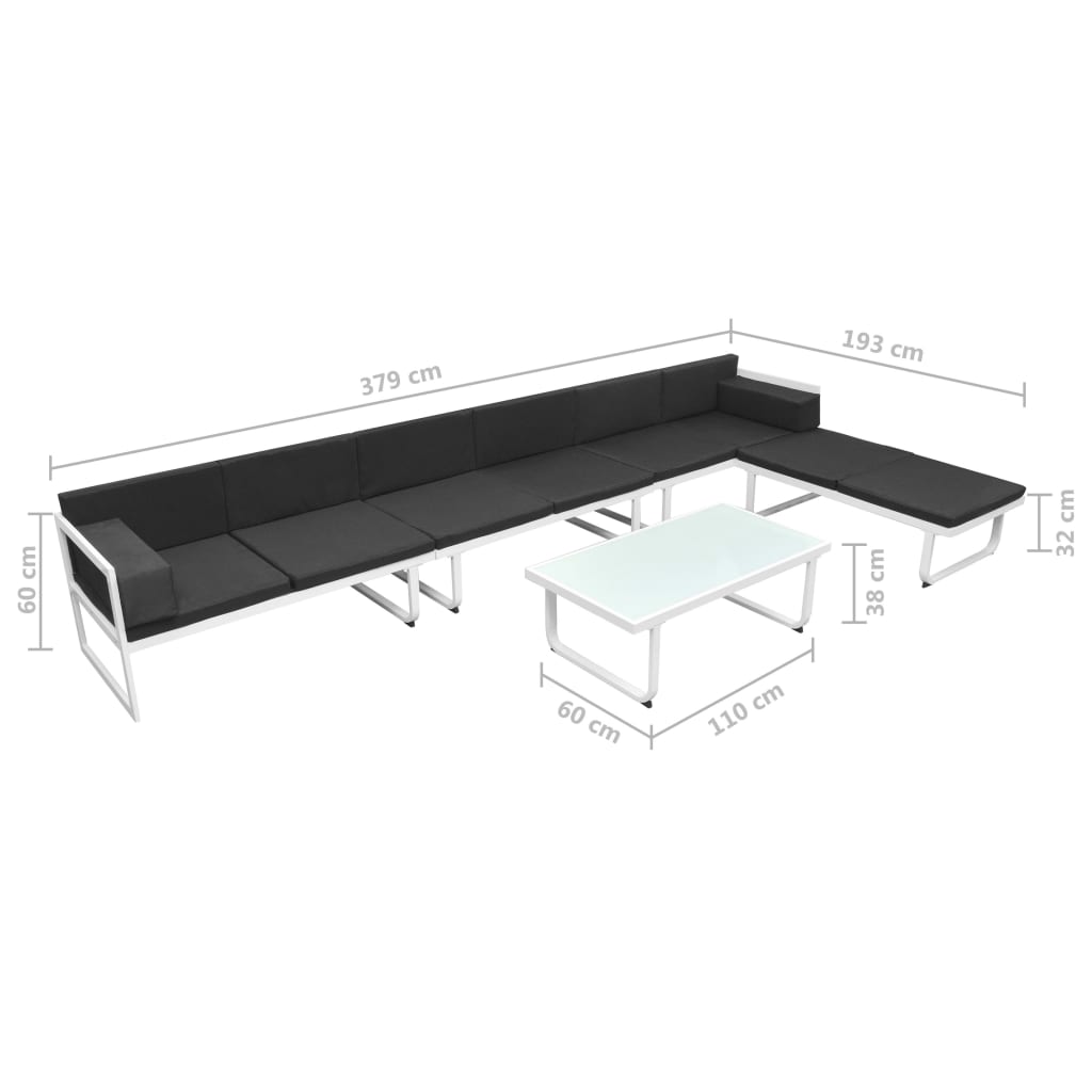 Set Divani da Giardino 5 pz in Textilene e Alluminio Nero | homemem39