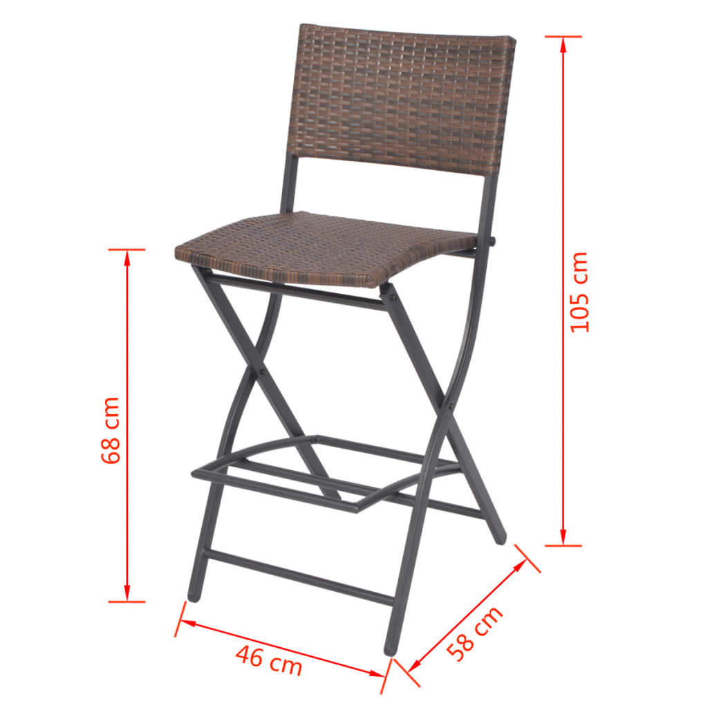 Set da Giardino 7 pz Pieghevole in Acciaio e Polyrattan Marrone | homemem39