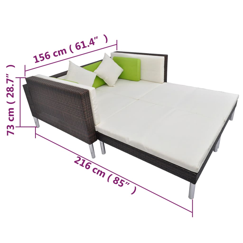 Set Divani da Giardino 4 pz con Cuscini in Polyrattan Marrone | homemem39