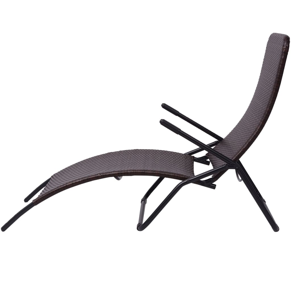 Lettino Prendisole Pieghevole in Polyrattan Marrone - homemem39