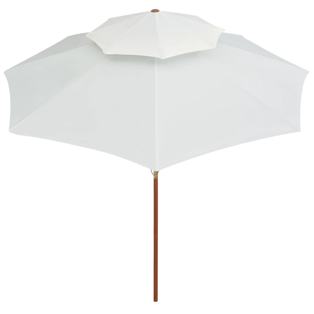 Ombrellone 2 Livelli 270x270 cm con Palo in Legno Bianco Crema - homemem39