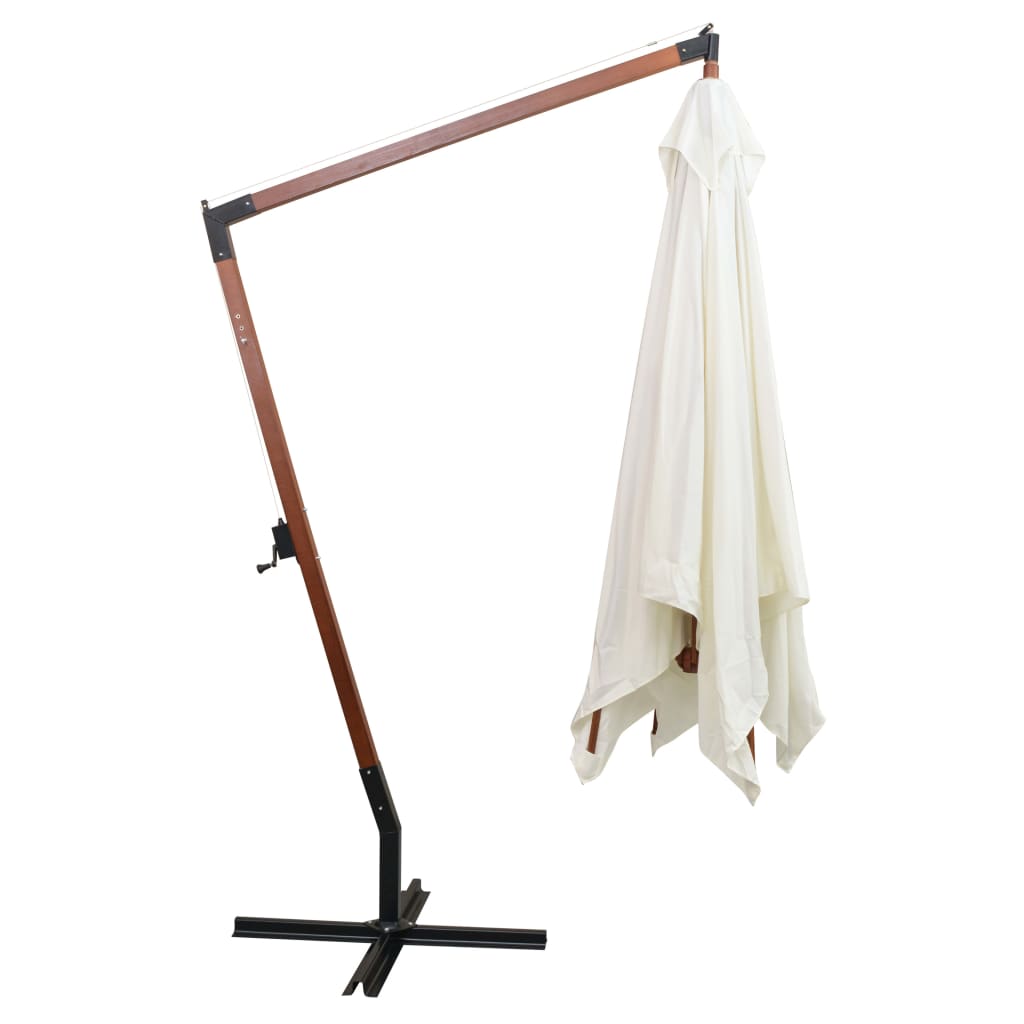 Ombrellone Pensile 300x300 cm Palo in Legno Bianco - homemem39