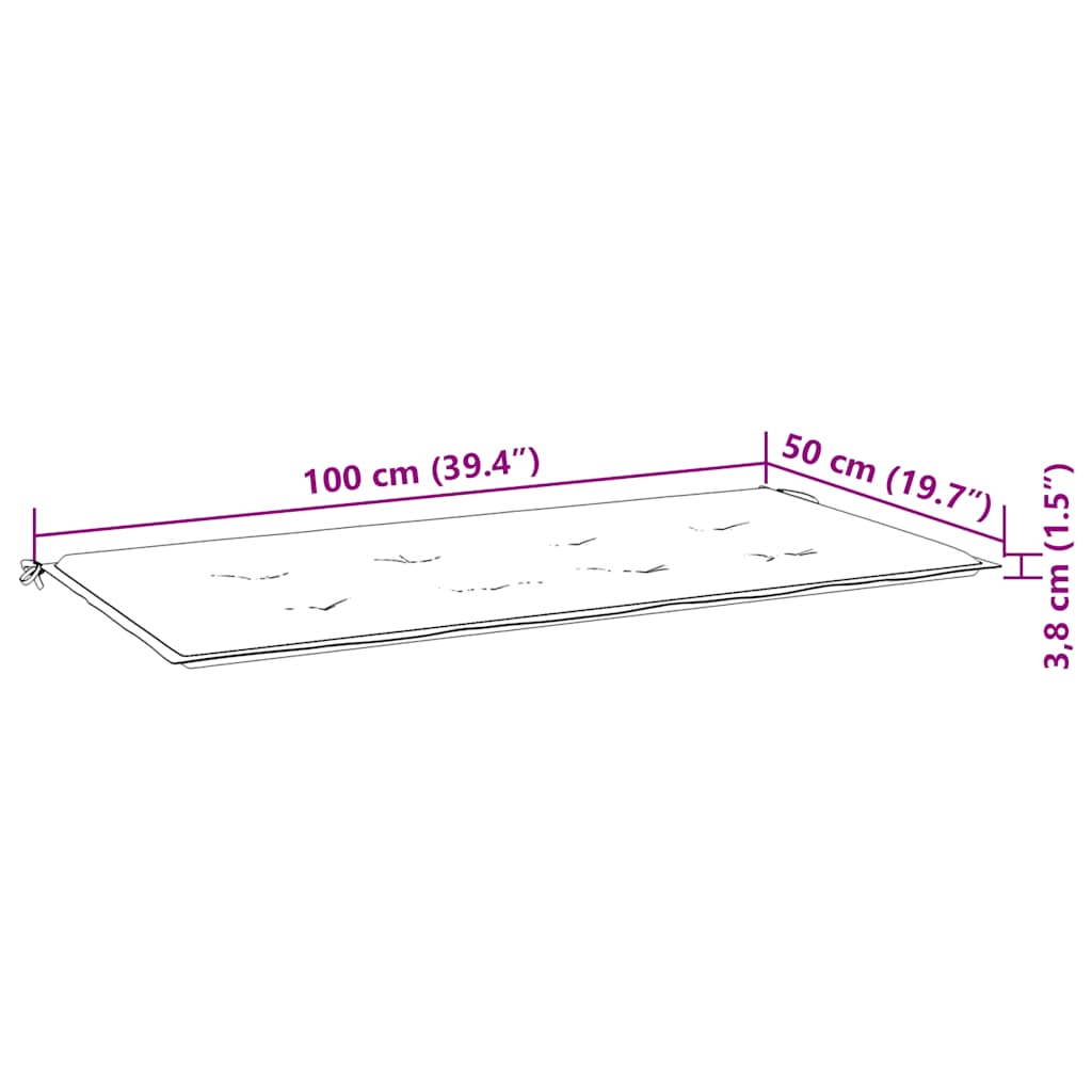 Cuscino per Panca Antracite 100x50x3 cm in Tessuto Oxford | homemem39