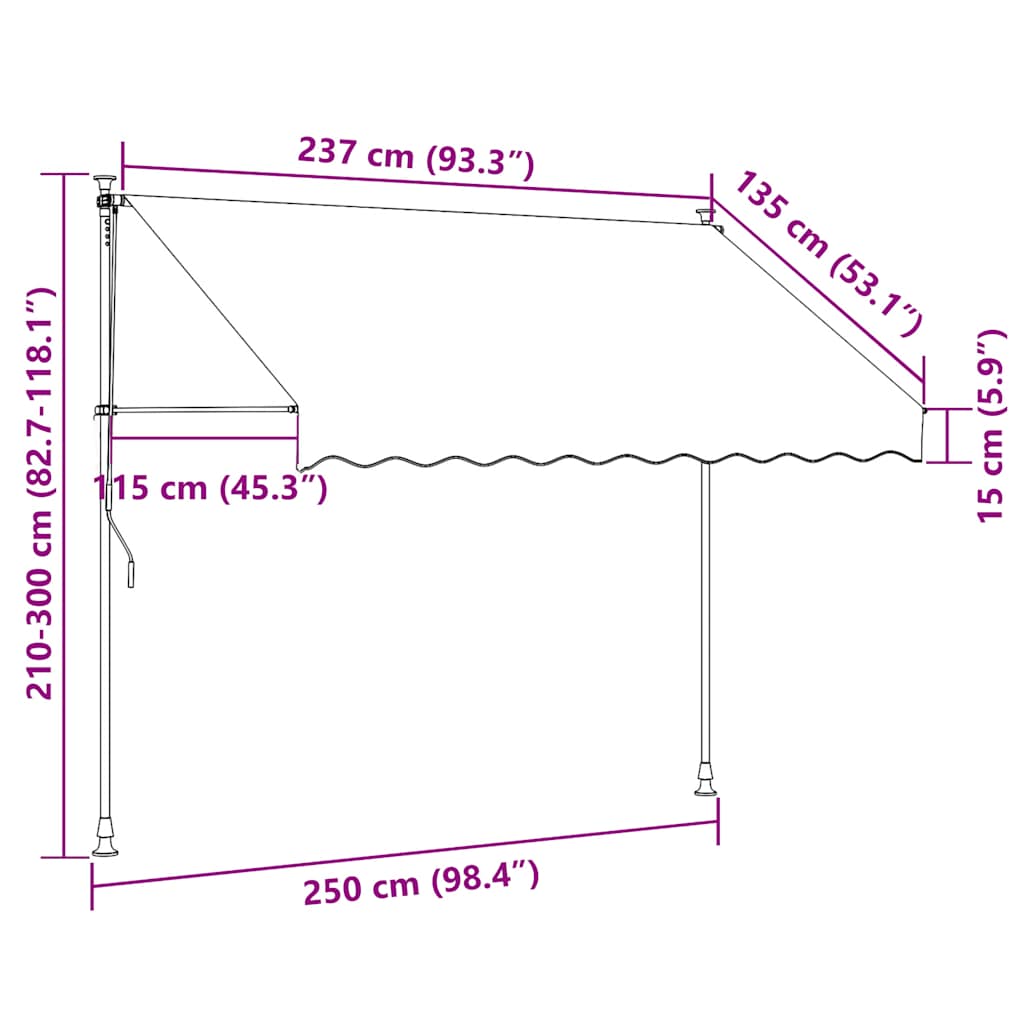 Tenda da Sole Retrattile Manuale 250 cm a Strisce Blu e Bianche | homemem39