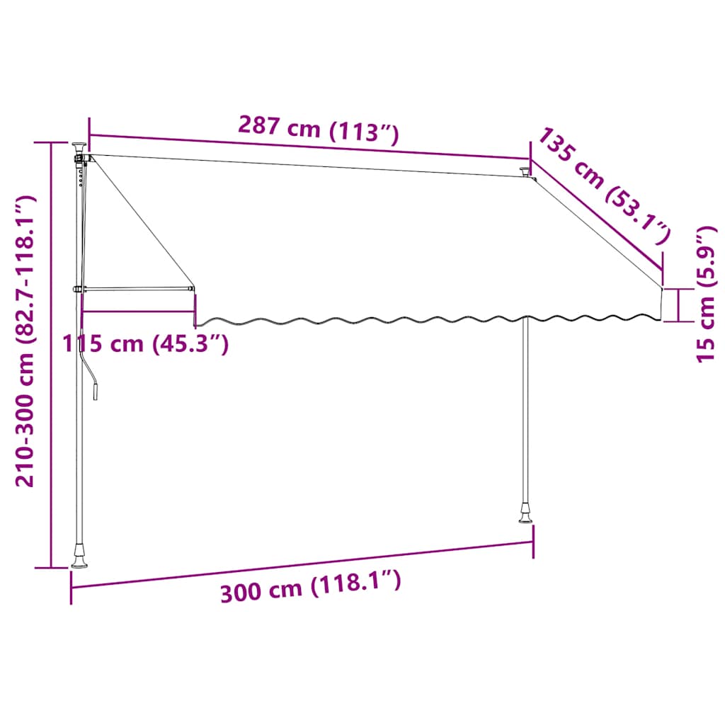 Tenda da Sole Retrattile Manuale 300 cm a Strisce Blu e Gialle | homemem39