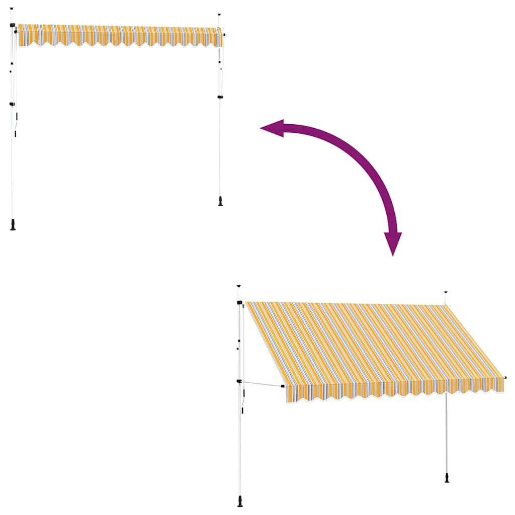 Tenda da Sole Retrattile Manuale 350 cm a Strisce Blu e Gialle | homemem39