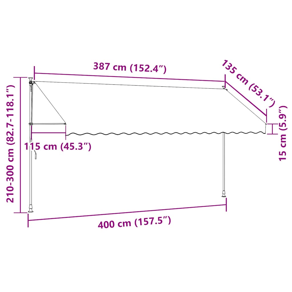 Tenda da Sole Retrattile Manuale 400 cm a Strisce Blu e Gialle | homemem39