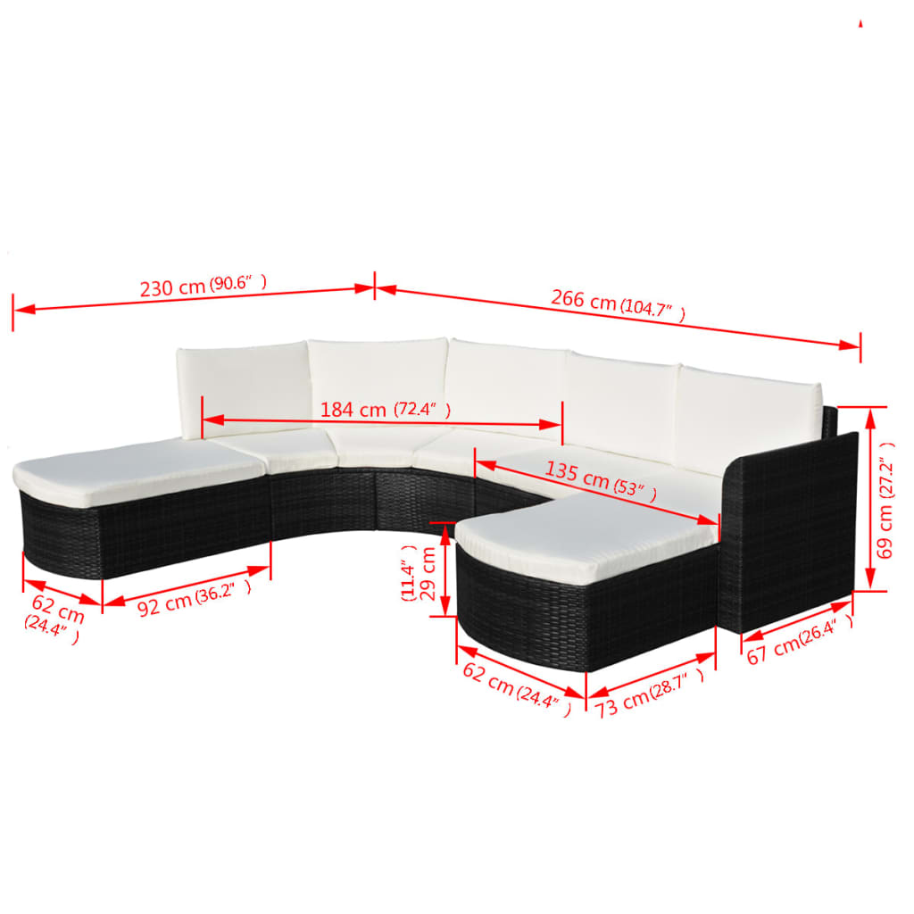 Set Divani da Giardino 4 pz con Cuscini in Polyrattan Nero | homemem39