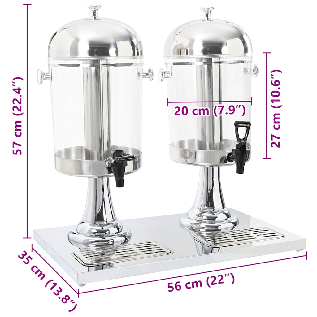 Doppio Distributore di Succhi di Frutta e Bibite Acciaio Inossidabile 2 x 8 L | homemem39