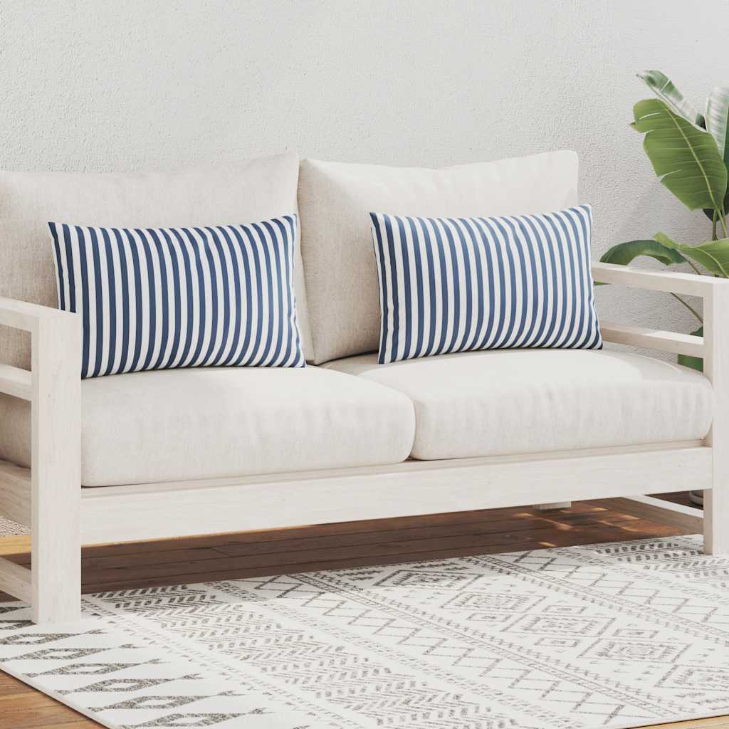 Cuscini da Esterno 2 pz Stampa a Righe 60x40 cm Blu - homemem39