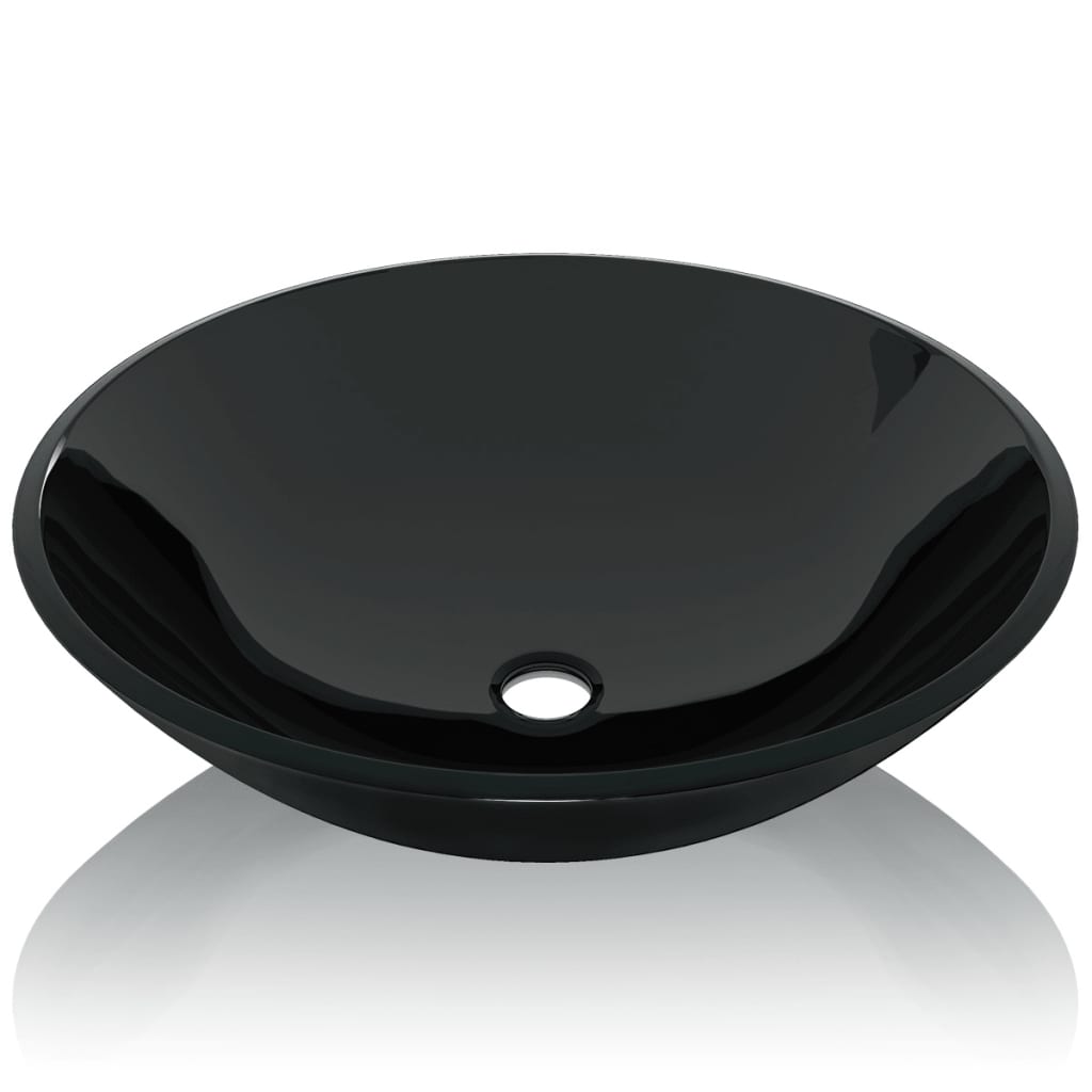 Lavandino in Vetro Temperato 42 cm Nero | homemem39