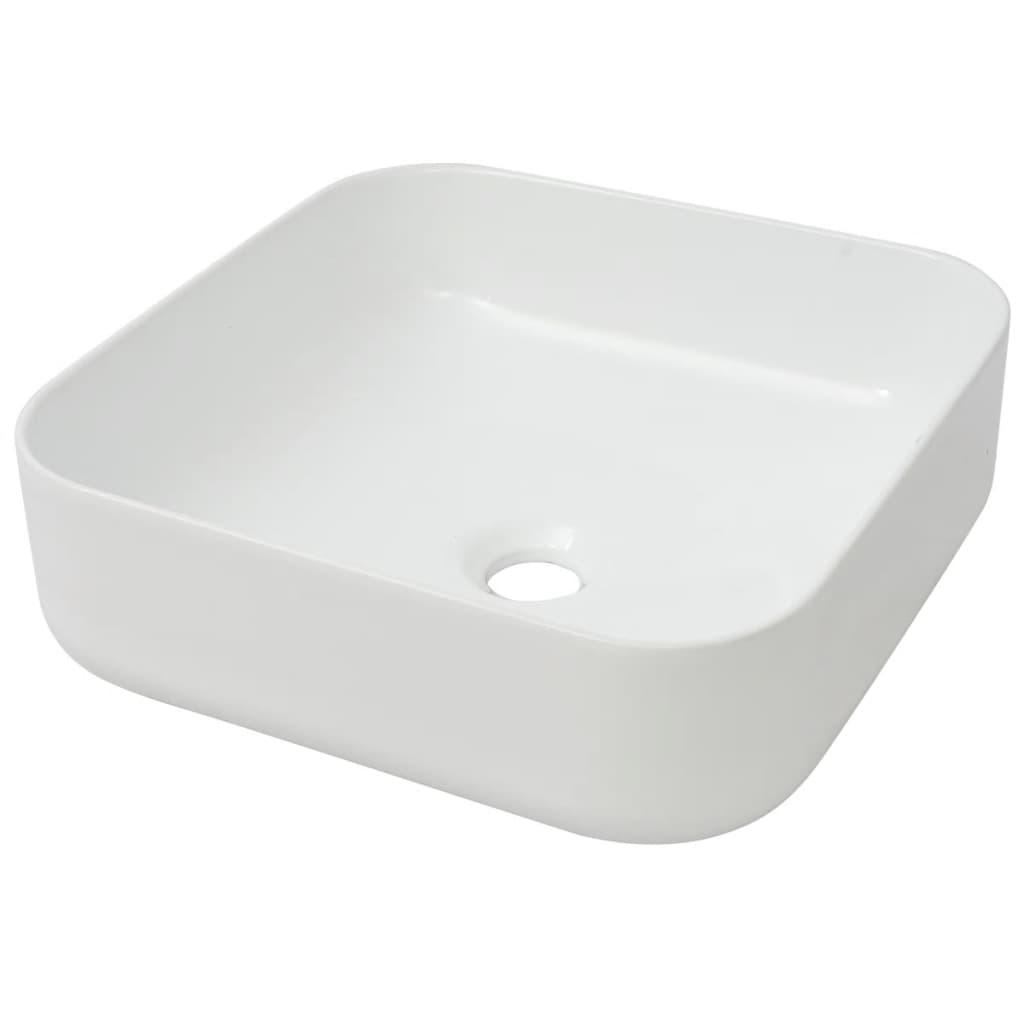 Lavandino Quadrato in Ceramica Bianca 39x39x13,5 cm - homemem39
