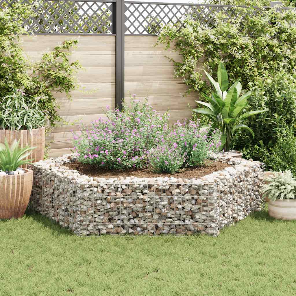 Gabbione Letto Rialzato da Giardino Esagonale 200x173x40 cm - homemem39