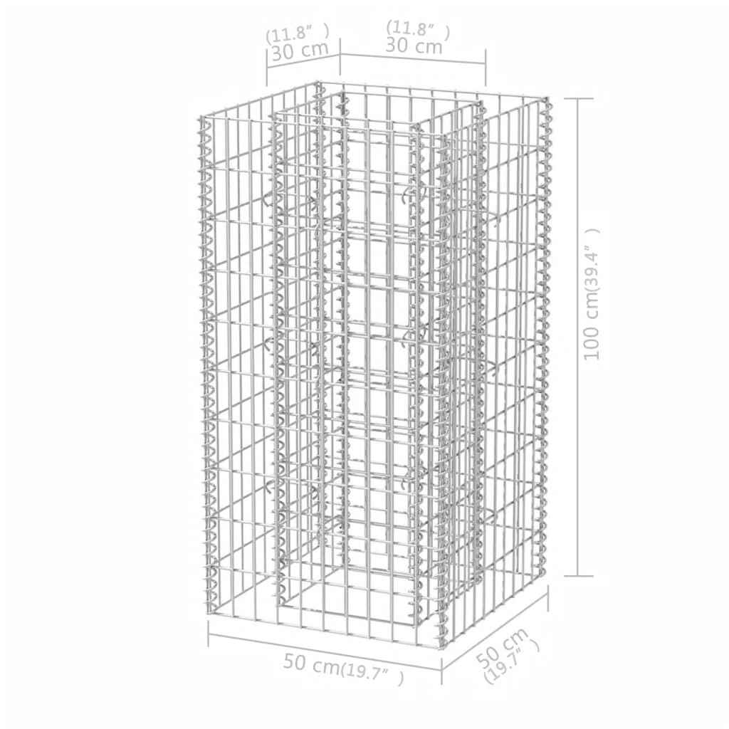 Gabbione Letto Rialzato da Giardino in Acciaio 50x50x100 cm