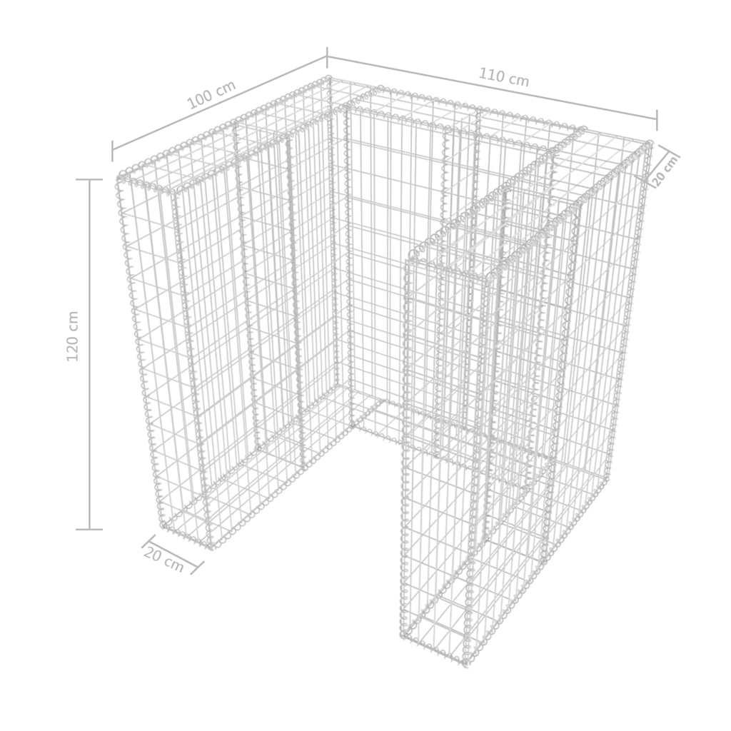 Gabbione in Rete in Acciaio per 1 Cassonetto 110x100x120 cm - homemem39