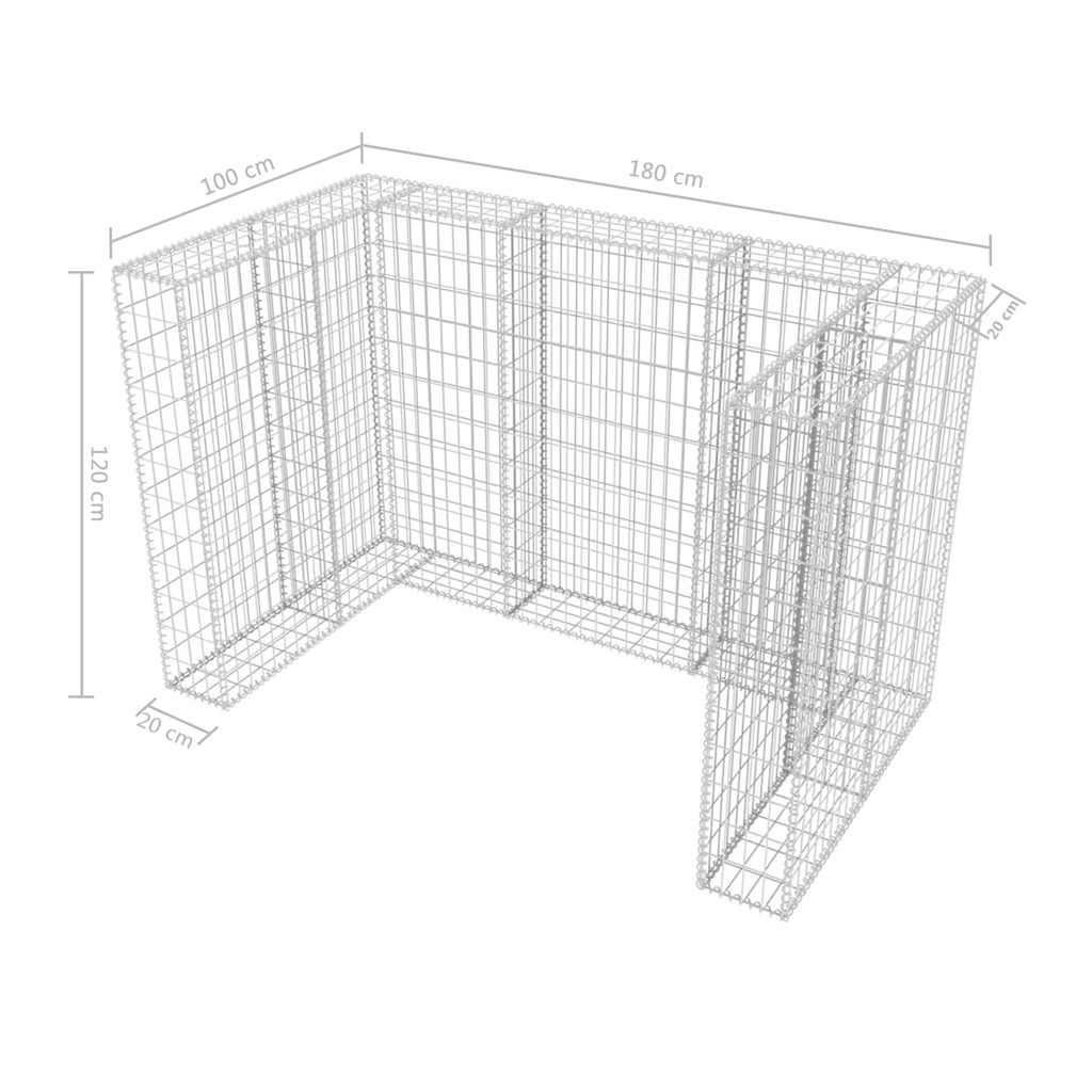 Gabbione in Rete in Acciaio per 2 Cassonetti 180x100x120 cm - homemem39
