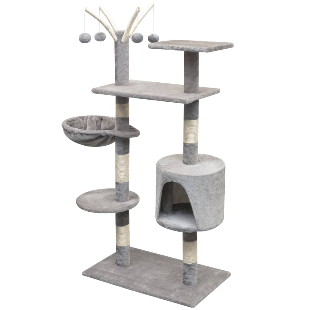Albero per Gatti con Tiragraffi Sisal 125 cm Grigio - homemem39