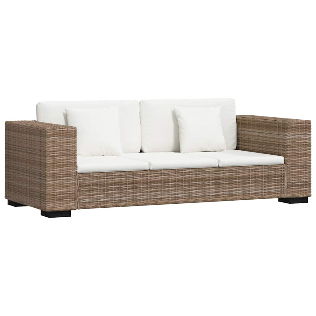 Divano a 3 Posti 8 pz in Rattan Naturale - homemem39