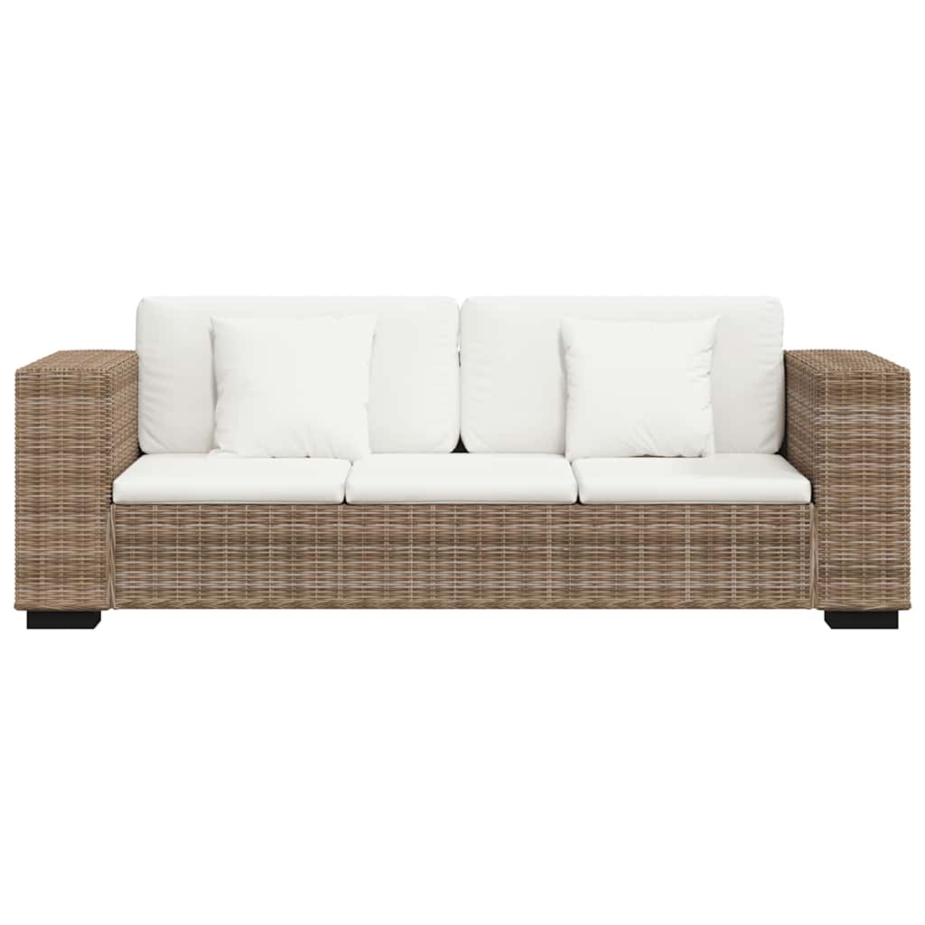 Divano a 3 Posti 8 pz in Rattan Naturale - homemem39