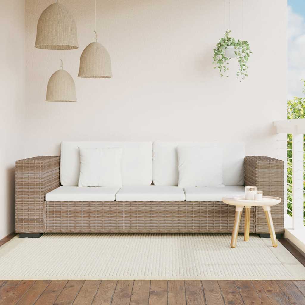 Divano a 3 Posti 8 pz in Rattan Naturale - homemem39
