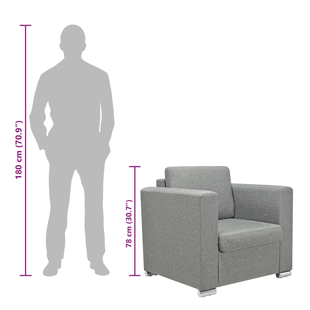 Poltrona Grigio Chiaro in Tessuto - homemem39